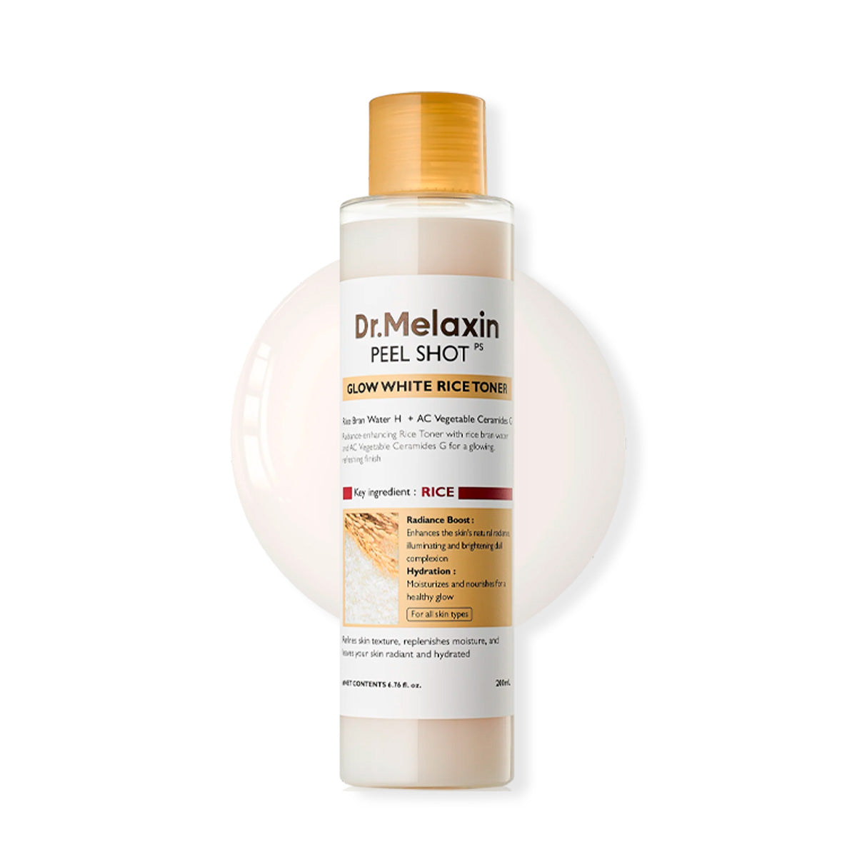 TÓNICO PEEL SHOT GLOW WHITE RICE TONER 200ML - DR. MELAXIN