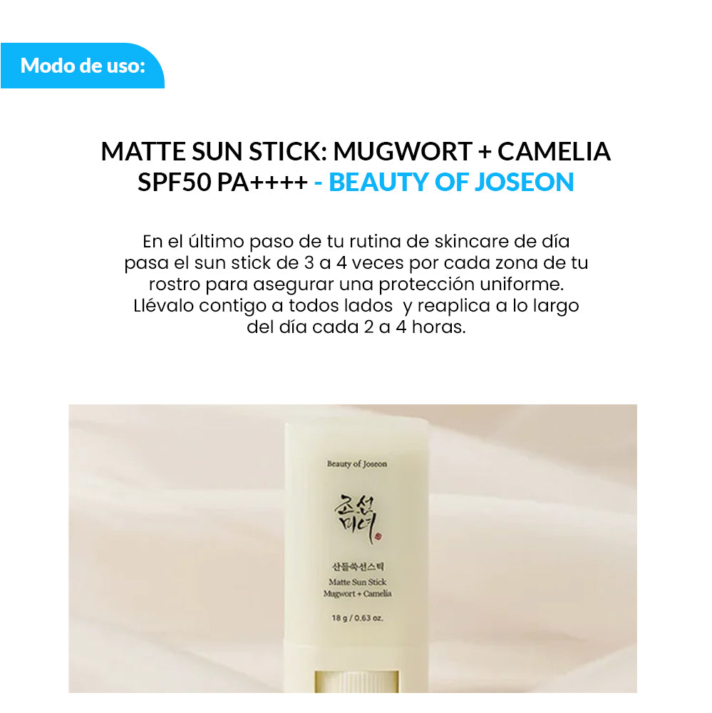 BEAUTY OF JOSEON Protector Solar En Barra – Acabado Mate Y Hidratante – Camellia Spf 50+ 18G