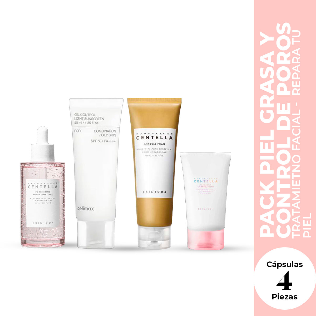 SKIN1004 + CELIMAX Pack Piel Grasa & Control de Poros 4 Piezas