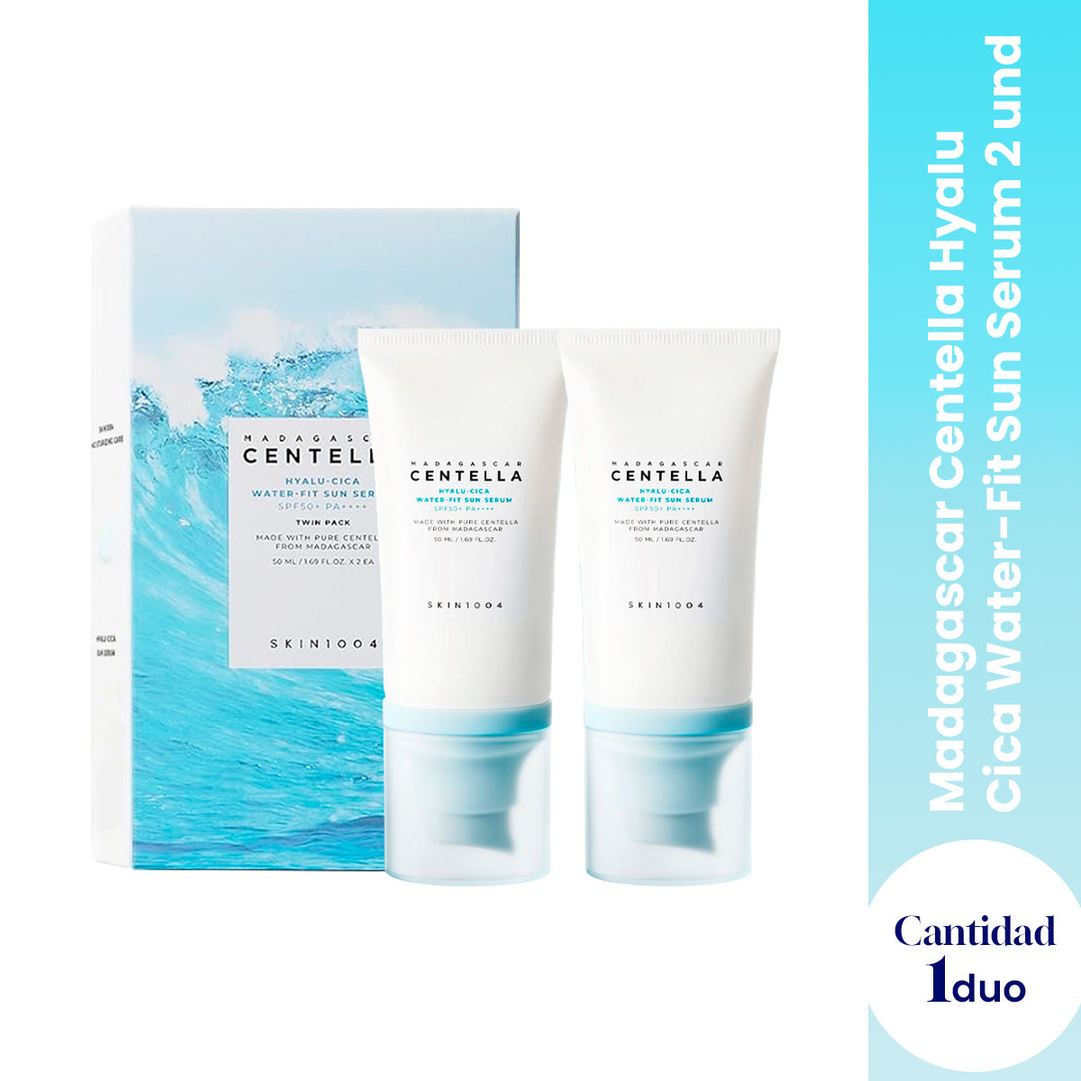 Madagascar Centella Hyalu-Cica Water-Fit Sun Serum 50ml x 2ea (Twin Pack) - skin1004